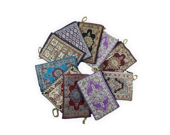 Kilim Coin Purse, Turkish Traditional Carpet Design Zippered  Bag, Bohemian Make Up Handy Storage Bags  For Travel  10*15 CM