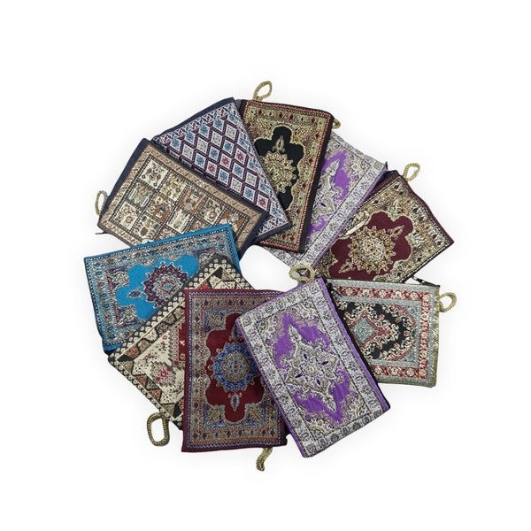 Kilim Coin Purse, Turkish Traditional Carpet Design Zippered  Bag, Bohemian Make Up Handy Storage Bags  For Travel  10*15 CM