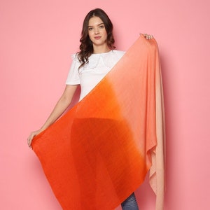Orange Biege Ombre Pure Pashmina en ligne Étole multicolore, achat de châles en ligne, châle en ligne, écharpe pashmina, écharpe châle, châles wraps