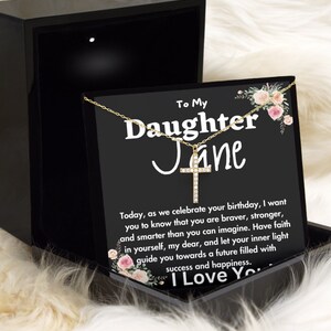 Personalized To My Daughter Cross Necklace,Birthday Gift,Mother Daughter Gifts,Daughter Necklace,Daughter Gift,Daughter Necklace From Dad