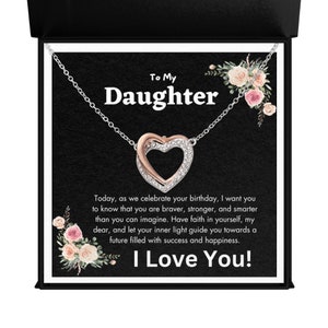 To My Daughter Hearts Necklace, Mother Daughter Gifts,Daughter Necklace, Daughter Gift, Daughter Necklace From Dad, Heart Shaped Necklace