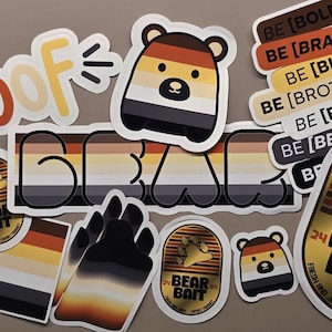Set di 10 adesivi Bear Pride / Adesivi lucidi LGBT Regalo queer per Gay Pride