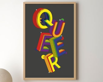 Queer Retro Poster - LGBTQIA+ Art print for wall decoration.