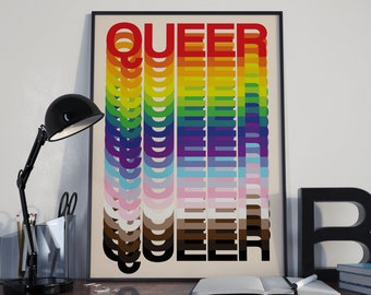 Queer Rainbow Poster - LGBTQIA+ Art print for wall decoration.