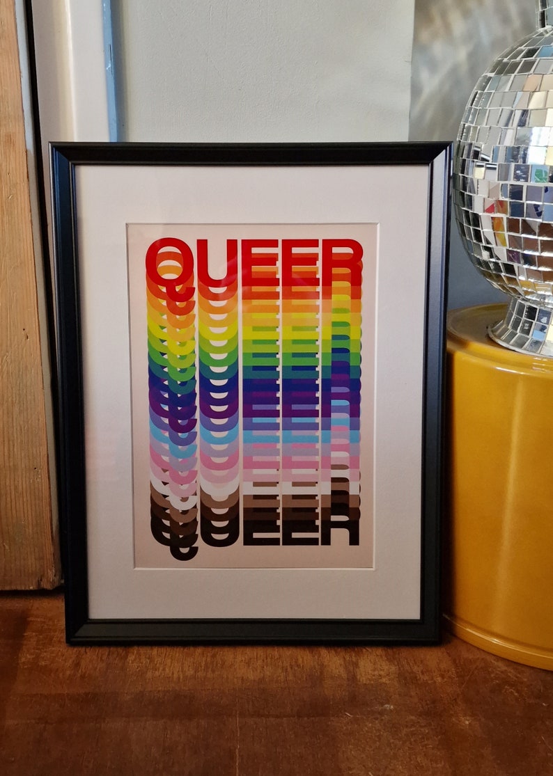 Queer Rainbow Poster LGBTQIA Art print for wall decoration. image 6