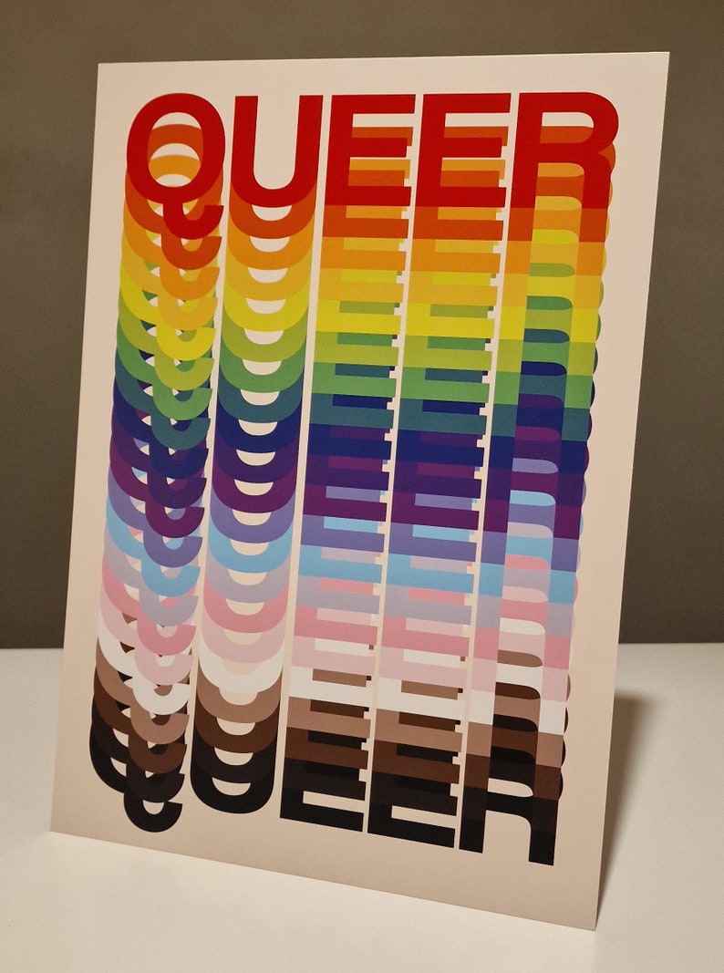 Queer Rainbow Poster LGBTQIA Art print for wall decoration. image 8