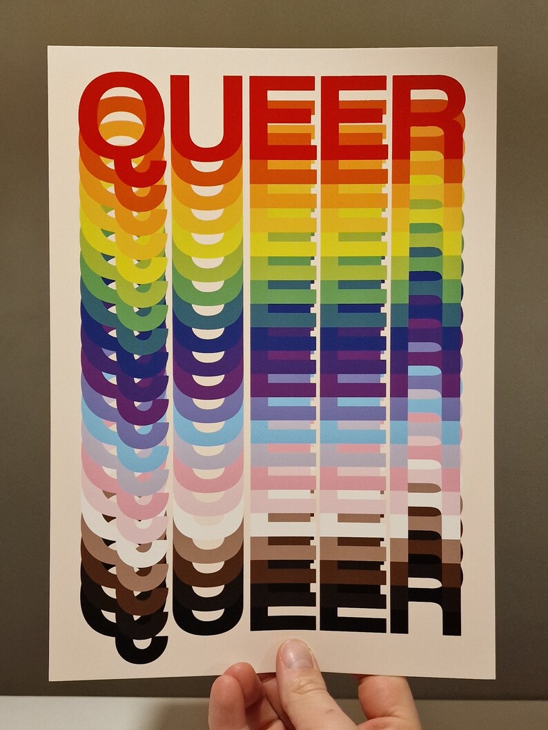 Queer Rainbow Poster LGBTQIA Art print for wall decoration. image 7