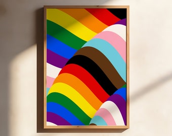 Rainbow Wave - LGBTQIA+ Art print for wall decoration.