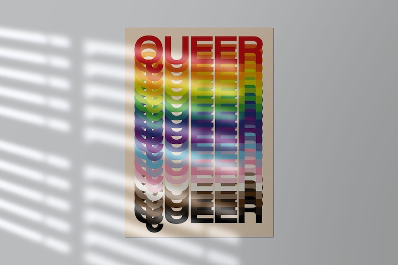 Queer Rainbow Poster LGBTQIA Art print for wall decoration. image 5