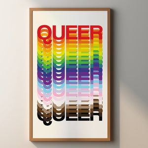 Queer Rainbow Poster LGBTQIA Art print for wall decoration. image 2