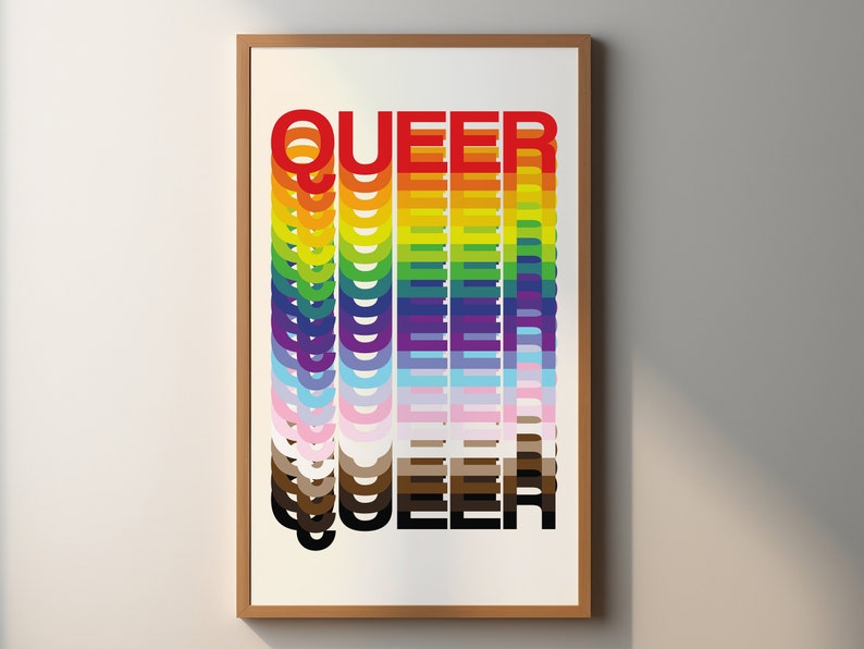 Queer Rainbow Poster LGBTQIA Art print for wall decoration. image 2