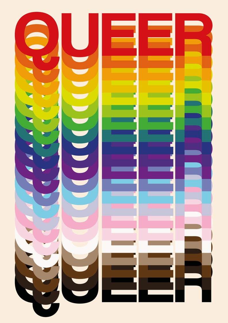 Queer Rainbow Poster LGBTQIA Art print for wall decoration. image 3