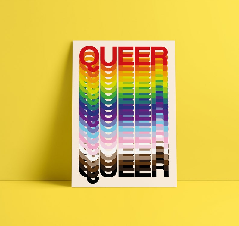 Queer Rainbow Poster LGBTQIA Art print for wall decoration. image 4