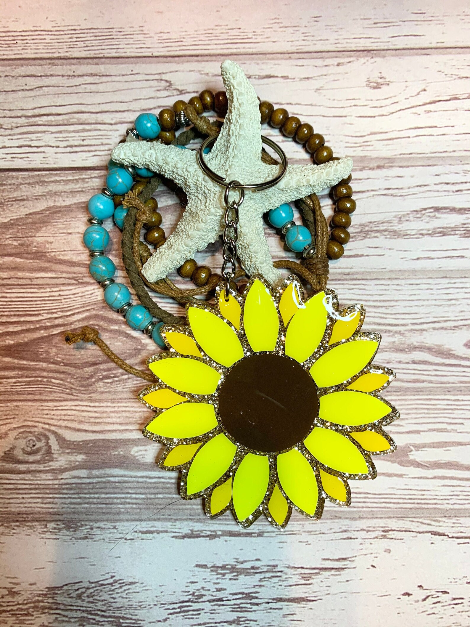 Sunflower Keychain Etsy