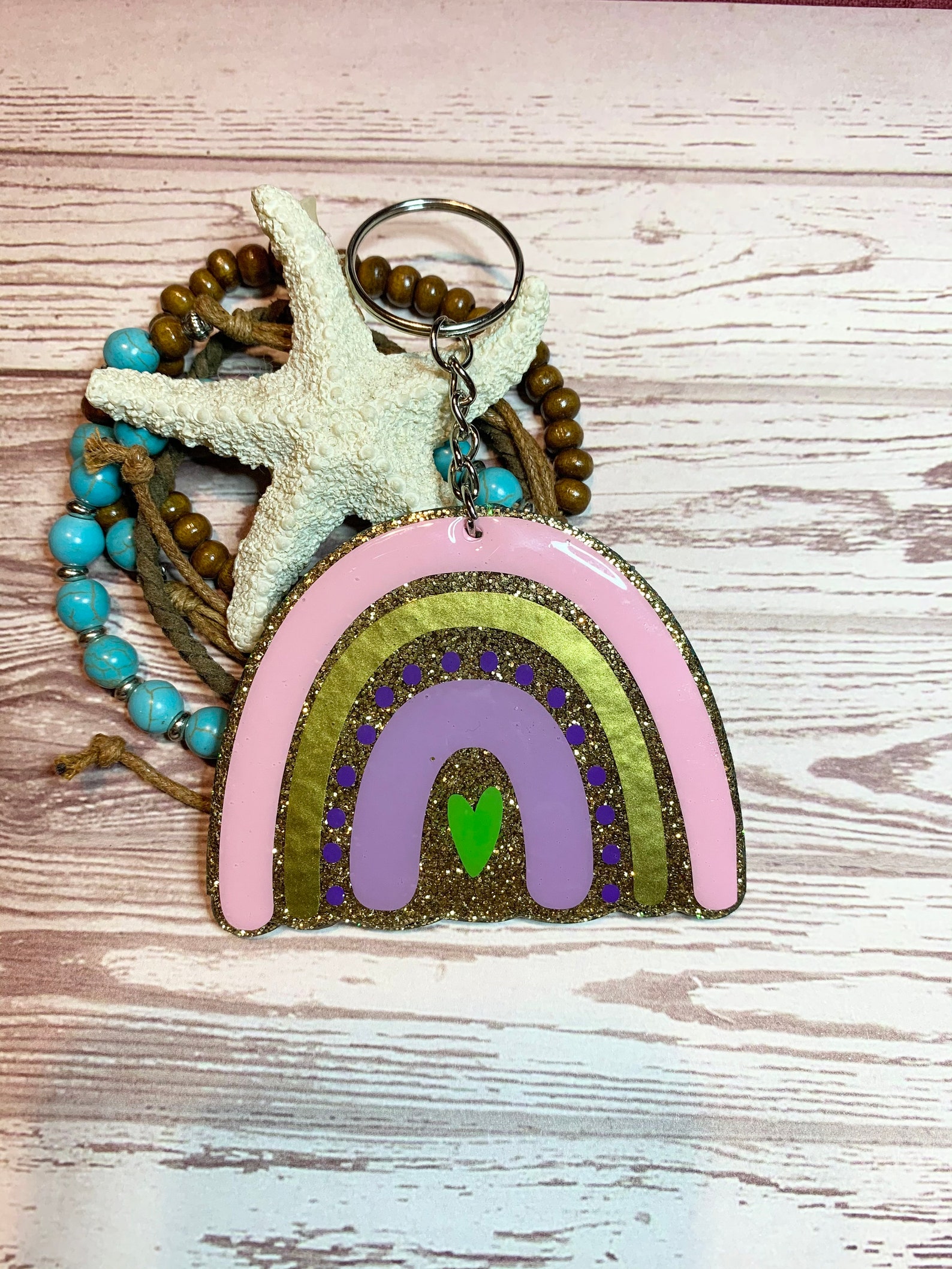 Boho Rainbow Keychain Etsy