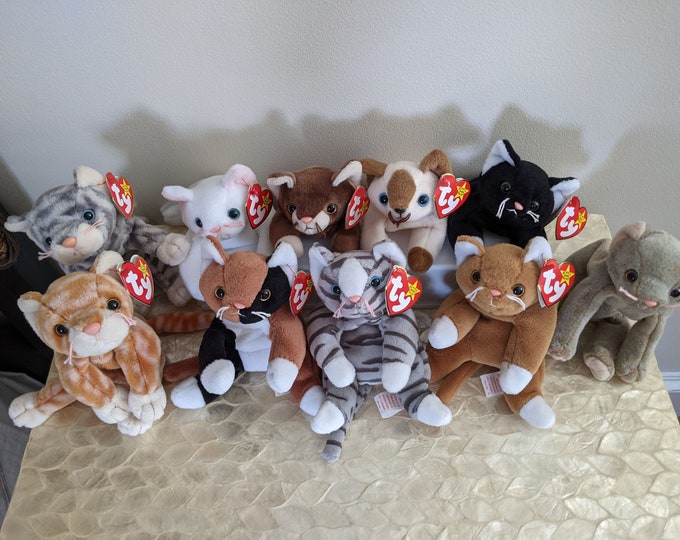 Ty Original Beanie Babies Cats Zip, Flip, Snip, Chip, Nip, Pounce