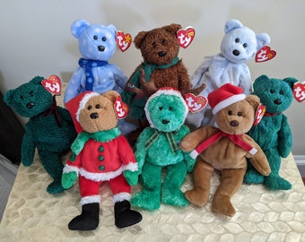 Ty Original Beanie Babies - Christmas Holiday Bears  (Mint Condition, With Swing Tags!)