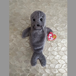 Ty Original Beanie Babies - Slippery the Seal (Neuwertig, mit Schaukelanhängern!)