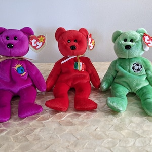Ty Original Beanie Babies - Vintage Bears - Osito, Kicks, Millennium  (Mint Condition, With Swing Tags!)
