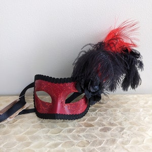 Authentic Vintage Venetian Mask - Red & Black - Handmade in Italy!