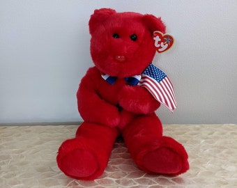 American Beat - Peluche vintage TY Beanie BUDDY - Thomas el Oso Patriótico - Estados Unidos (¡Nuevo, con etiquetas!)