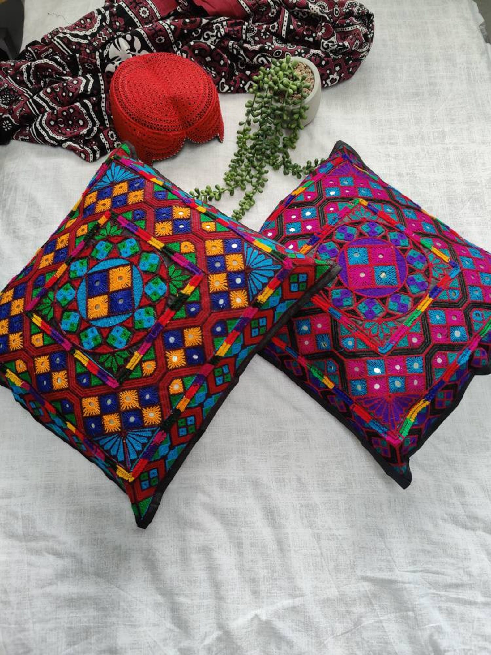 Handmade Sindhi Traditional Embroidery Embroidered Cushion Etsy UK