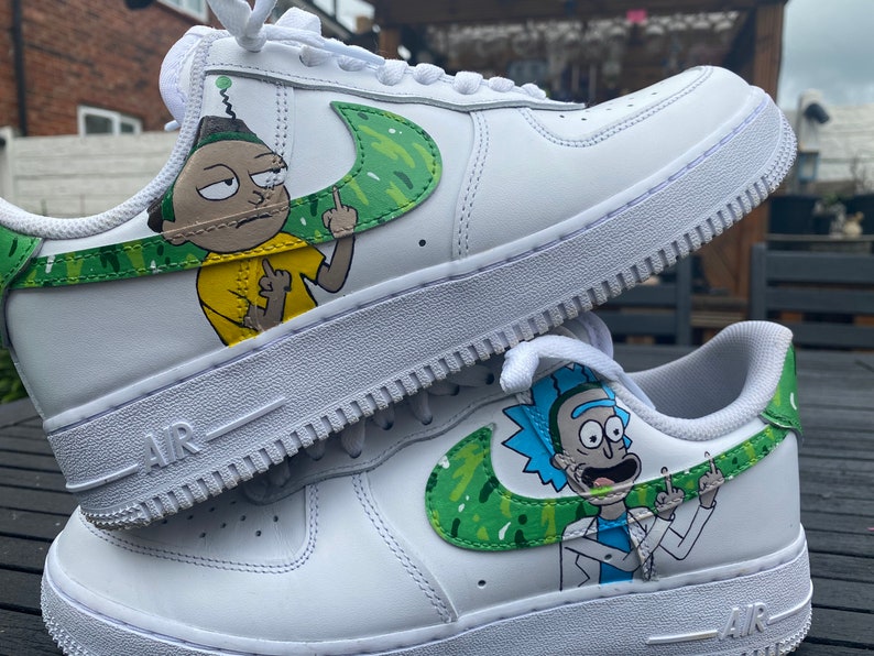Hand painted rick and morty Air Force 1s characters | Etsy
