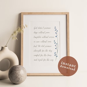 God Promised... Quote, Grief Cancer Encouragement, Christian, Cancer Gift, Digital Print, Hospital Gift, Wall Art, Art Printable, DIY