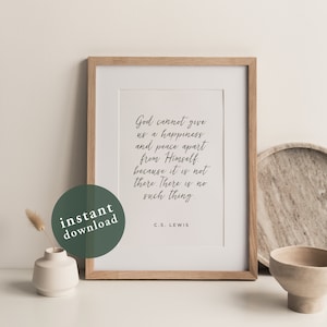 C.S. Lewis Quote Wall Art, Happiness in God Quote, Christian Wall Decor, Christian Prints, Minimal Wall Art, Calligraphy, Art Printable