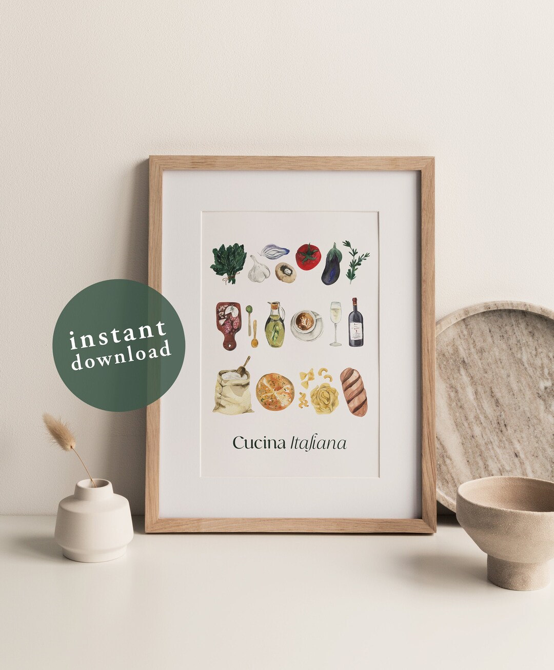 Italian Kitchen Art Printable, Kitchen Decor, Wall Art, Digital Print