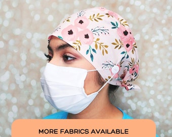 Floral scrub caps for women, Surgical cap women, Scrub hats