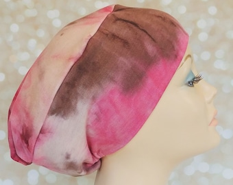 Floral French Terry Knit Scrub Cap: Euro Style, Adjustable Toggle