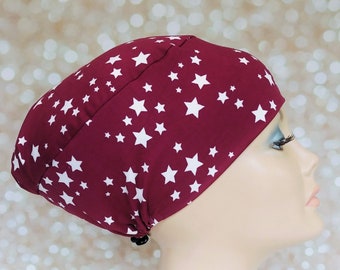 Stretchy Scrub Hat: Soft Burgundy Spandex Surgical Cap