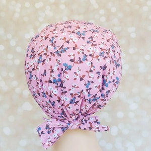Pink Floral Surgical Scrub Hat for Women, Gift for Doctor, Womens Scrub Hat