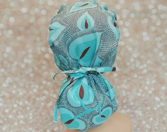 Floral Ponytail Scrub Cap: Women's Surgical Hat, Satin Lined Option