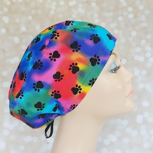 Dog Euro Scrub Cap For Women, Satin Lining Option Surgical Cap