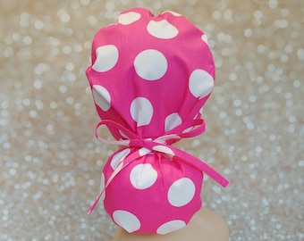 Pink Ponytail Scrub Cap: Cotton Surgical Hat