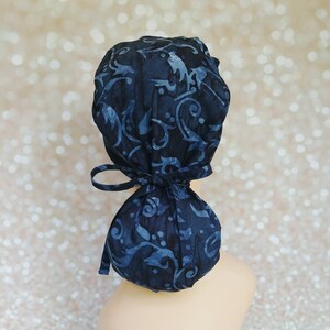 Batik Rayon Ponytail Scrub Cap: Surgical Hat for Buns