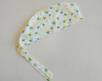 Lemons unisex surgical hat with buttons, Cotton scrub cap for doctor, nurse, vet
