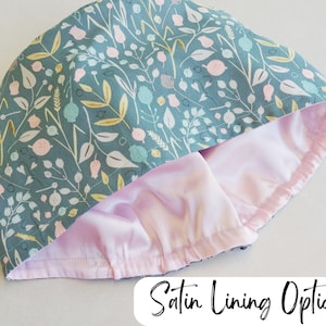 Satin Lining Option Floral Euro Surgery Scrub Cap