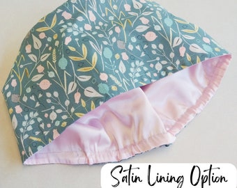 Satin Lining Option Floral Euro Surgery Scrub Cap