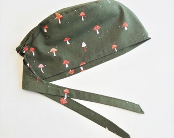 Mushrooms Women's Scrub Caps, Surgical Cap for Women, Satin Lining Option