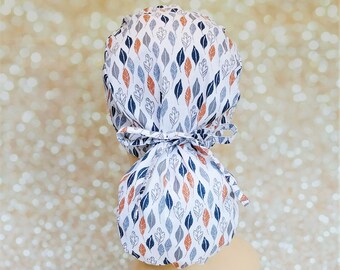 Ponytail Scrub Cap: Cotton Surgical Hat with Ties & Pouch