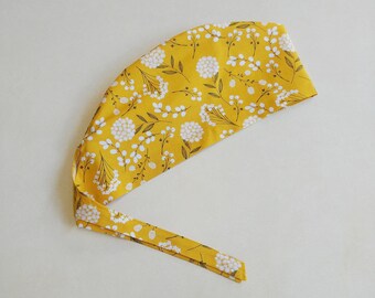 Floral Surgical Scrub Cap: Cotton Nurse Hat with Ties