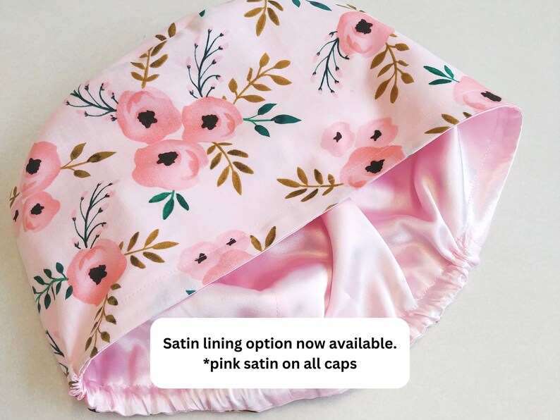 Scrub Caps for Women Euro Style, Satin Lining Option, Adjustable Surgical Hat image 8