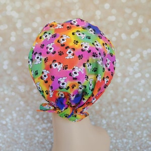 Dog scrub caps for women with button, Cotton scrub hat, Medical surgical cap