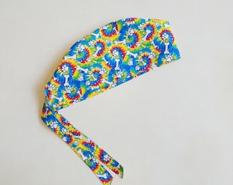 Dog Bones Surgical Scrub Hat with Buttons Options, Satin Lining Option, Animal-Inspired Surgery Cap