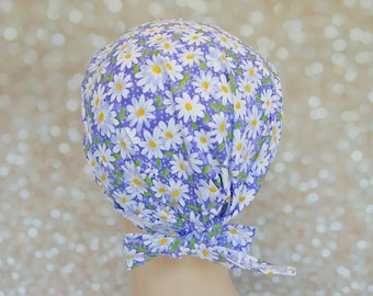 Scrub caps for women with buttons, Surgical Hat Ponytail