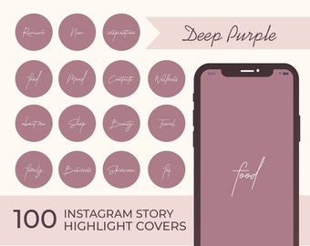 Instagram Highlight Covers - 100 Deep Purple Highlight Covers - Instagram Story Highlight Covers - Aesthetic Instagram Highlights - IG Story