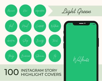 100 Green Instagram Highlight Covers - Christmas Highlight Covers - Instagram Story Template - Minimalist Green Instagram Highlight Covers